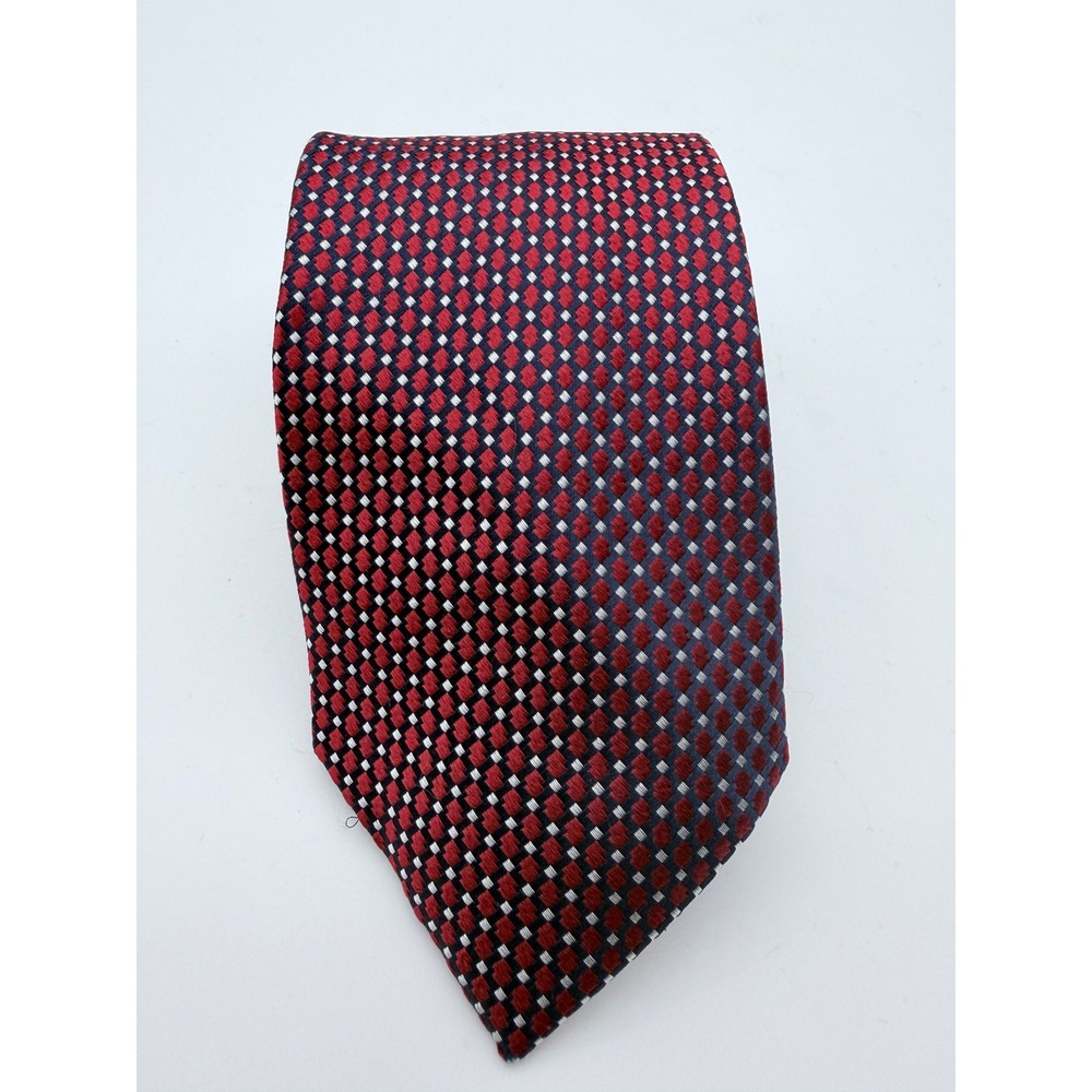 Unbranded Necktie Mens OS Red Diamond Geometric Silk Blend Classic Professional